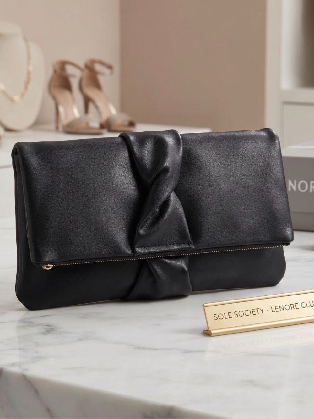Sole Society Black Knot-Detail Clutch